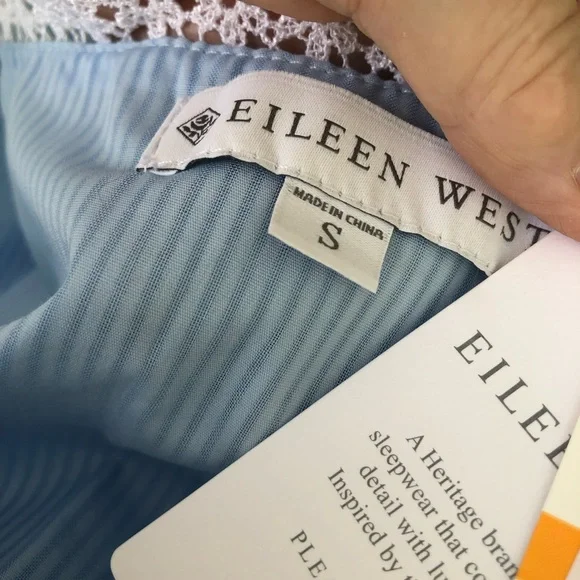 NWT EILEEN WEST 100% cotton blue knee length gown